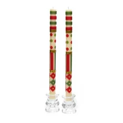 Jester Dinner Candles - Red, Green,  Gold - Set of 2