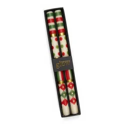 Jester Dinner Candles - Red, Green,  Gold - Set of 2