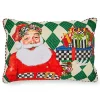 Jolly Holiday Santa with Packages Beaded Lumbar Pillow