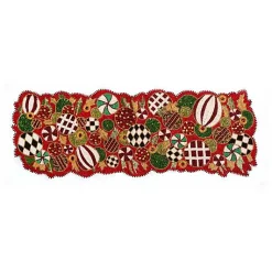 Jolly Ornaments Beaded Table Runner