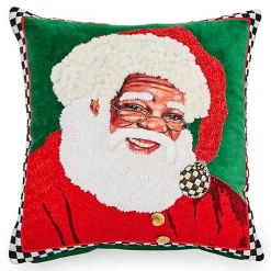 Joyful Black Santa Throw Pillow