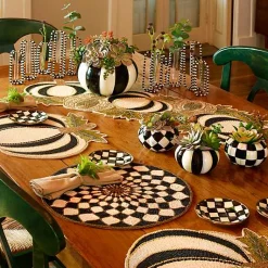 Kaleidoscope Black  Ivory Beaded Placemat