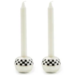 Large Sphere Check Candle Holders, Set of 2