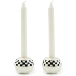 Large Sphere Check Candle Holders, Set of 2