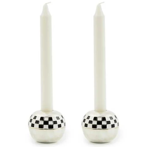 Large Sphere Check Candle Holders, Set of 2
