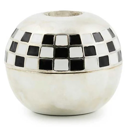 Large Sphere Check Candle Holders, Set of 2