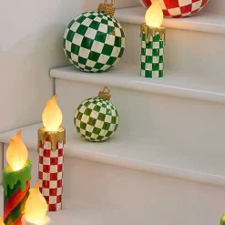 Light Green Check Tabletop Ornament
