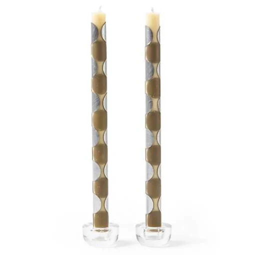 Macrodot Grey Dinner Candles, Set of 2