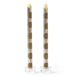 Macrodot Grey Dinner Candles, Set of 2