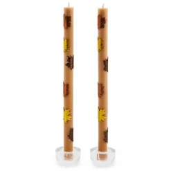 Maple Leaf Brown Dinner Candles, Set of 2