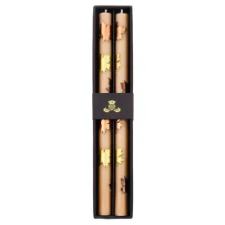 Maple Leaf Brown Dinner Candles, Set of 2