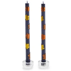Maple Leaf Navy Dinner Candles, Set of 2