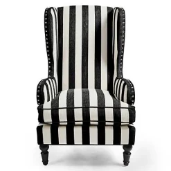 Marquee Black Stripe Chenille Wing Chair