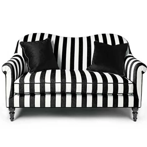 Marquee Black Stripe Chenille Loveseat
