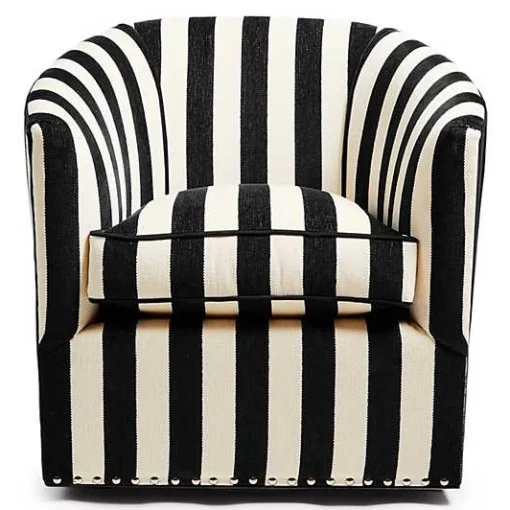 Marquee Black Stripe Chenille Swivel Chair