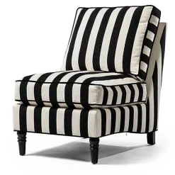 Marquee Black Stripe Chenille Armless Chair