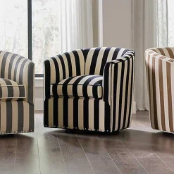 Marquee Black Stripe Chenille Swivel Chair