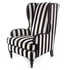 Marquee Black Stripe Chenille Wing Chair