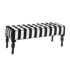 Marquee Black Stripe Chenille Upholstered Bench