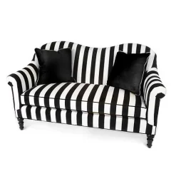 Marquee Black Stripe Chenille Loveseat