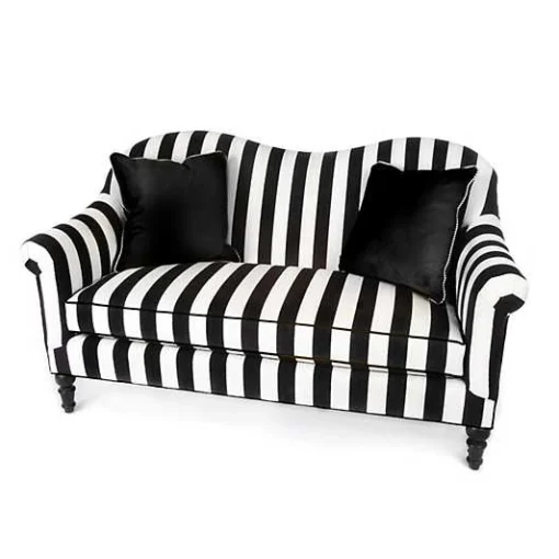 Marquee Black Stripe Chenille Loveseat