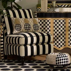 Marquee Black Stripe Chenille Armless Chair