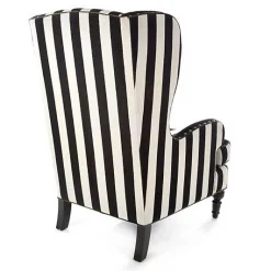 Marquee Black Stripe Chenille Wing Chair