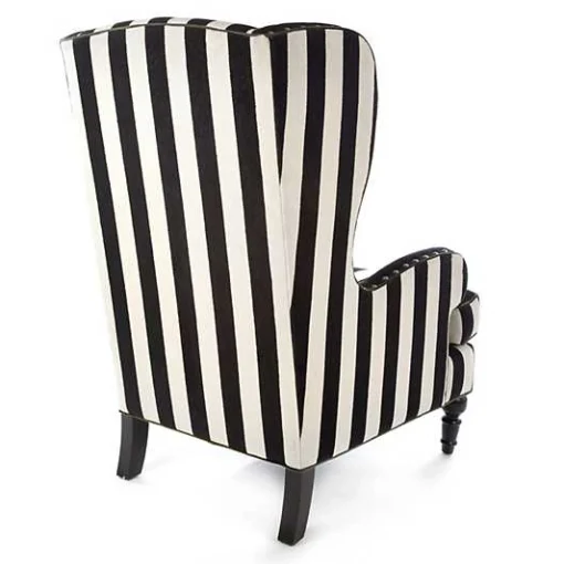 Marquee Black Stripe Chenille Wing Chair
