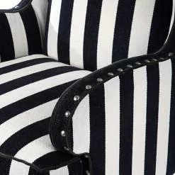 Marquee Black Stripe Chenille Wing Chair