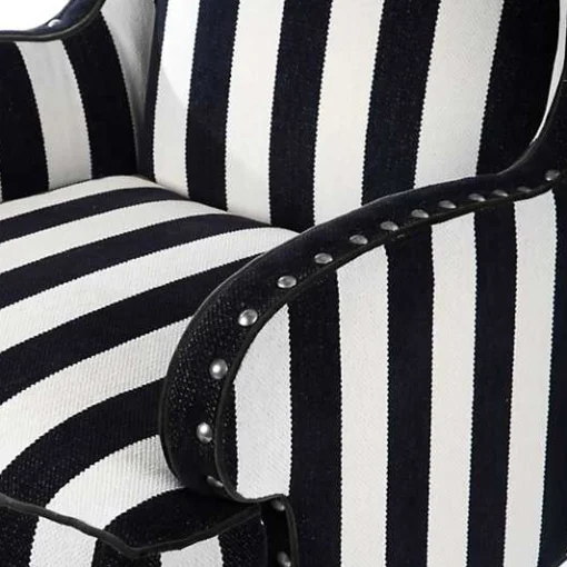 Marquee Black Stripe Chenille Wing Chair