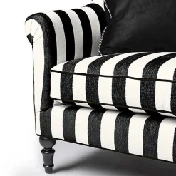 Marquee Black Stripe Chenille Loveseat