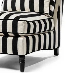 Marquee Black Stripe Chenille Armless Chair