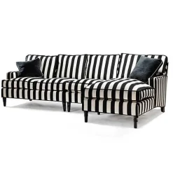 Marquee Black Stripe Chenille Armless Chair