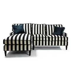 Marquee Black Stripe 2-Piece Left Arm Chaise Sectional