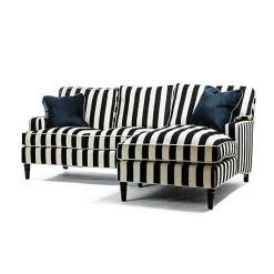 Marquee Black Stripe 2-Piece Right Arm Chaise Sectional