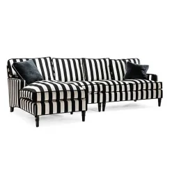 Marquee Black Stripe 2-Piece Left Arm Chaise Sectional