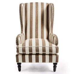 Marquee Brown Stripe Chenille Wing Chair