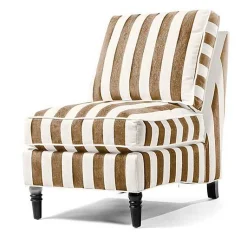 Marquee Brown Stripe Chenille Armless Chair