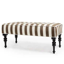 Marquee Brown Stripe Chenille Upholstered Bench
