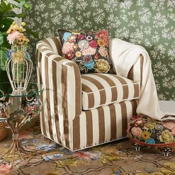 Marquee Brown Stripe Chenille Swivel Chair