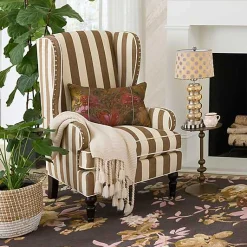 Marquee Brown Stripe Chenille Wing Chair