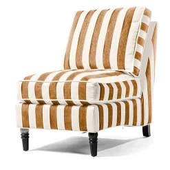 Marquee Brown Stripe Chenille Armless Chair