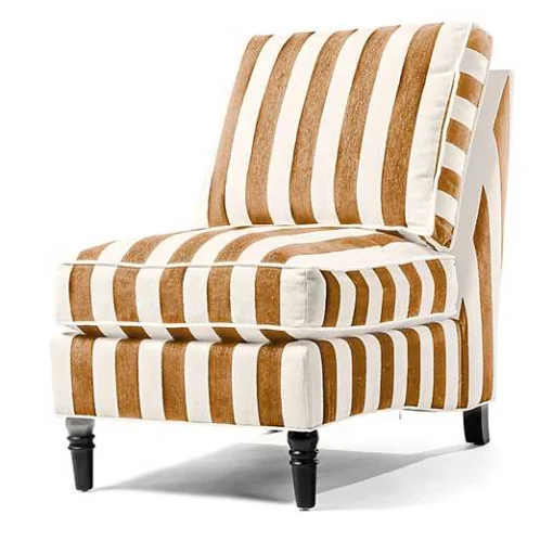 Marquee Brown Stripe Chenille Armless Chair