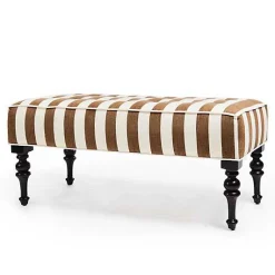 Marquee Brown Stripe Chenille Upholstered Bench