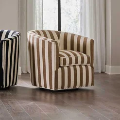 Marquee Brown Stripe Chenille Swivel Chair