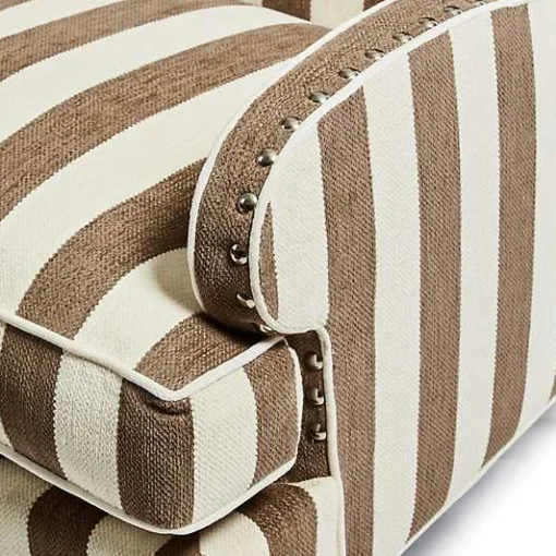 Marquee Brown Stripe Chenille Wing Chair