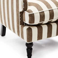 Marquee Brown Stripe Chenille Wing Chair