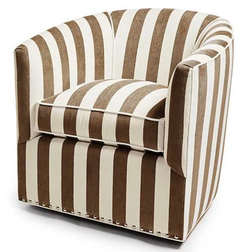 Marquee Brown Stripe Chenille Swivel Chair