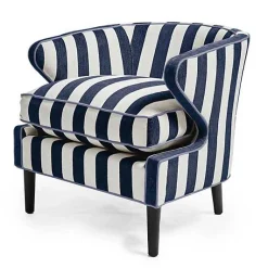 Marquee Navy Stripe Chenille Accent Chair