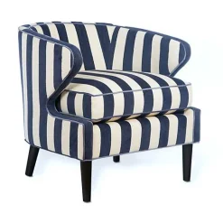 Marquee Navy Stripe Chenille Accent Chair